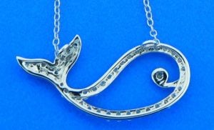 Whale Diamond Necklace, 14K White Gold