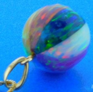 Beach Ball Opal Pendant, 14K Yellow Gold