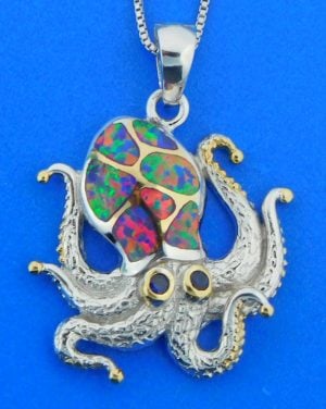 Kovel Dancing Octopus Pendant, Sterling Silver