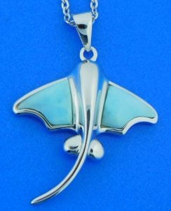 Alamea Stingray Pendant, Larimar & Sterling Silver