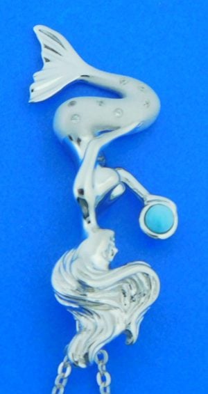 Alamea Mermaid Pendant, Sterling Silver & Larimar