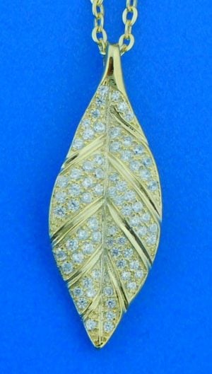 Alamea Maile Leaf Pendant, Sterling Silver & Yellow Gold Plated