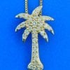 Palm Tree Diamond Pendant, 14K Yellow Gold