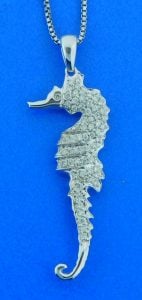 Seahorse Diamond Pendant, 14K White Gold