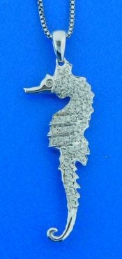 Seahorse Diamond Pendant, 14K White Gold