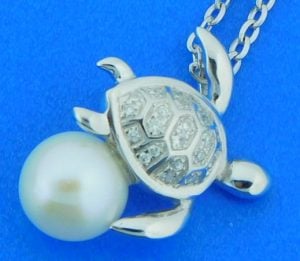 Alamea Sea Turtle Pearl Pendant, Sterling Silver