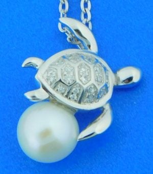 Alamea Sea Turtle Pearl Pendant, Sterling Silver