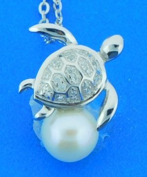 Alamea Sea Turtle Pearl Pendant, Sterling Silver