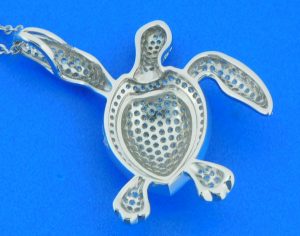 Alamea Sea Turtle Cz Pendant, Sterling Silver