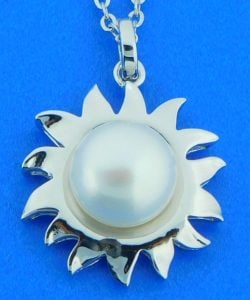 Alamea Sunflower Pearl Pendant, Sterling Silver