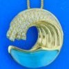 Alamea Wave Larimar Pendant, 14K Yellow Gold