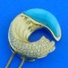 Alamea Wave Larimar Pendant, 14K Yellow Gold