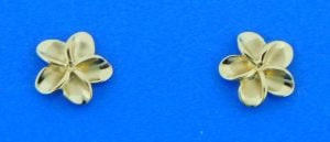 Alamea Plumeria Post Earrings, 14K Yellow Gold