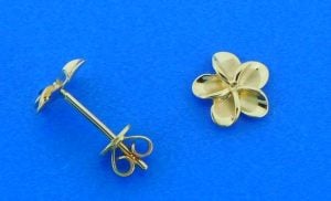 Alamea Plumeria Post Earrings, 14K Yellow Gold