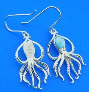 Alamea Octopus Larimar Earrings, Sterling Silver