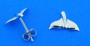 Alamea Whale Tail/Fluke Post Earrings, Sterling Silver