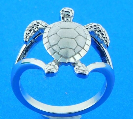 CloseoutWarehouse Sterling Silver Solitaire Sea Turtle Honu Ring