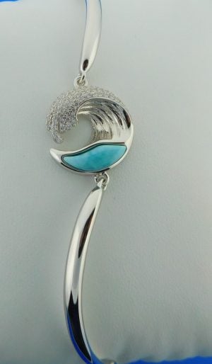 Alamea Wave Larimar Bracelet, Sterling Silver