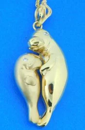 Steven Douglas Manatee Pendant, 14k Yellow Gold