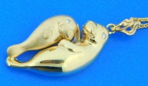 Steven Douglas Manatee Pendant, 14k Yellow Gold