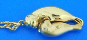 Steven Douglas Manatee Pendant, 14k Yellow Gold