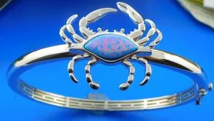 Alamea Blue Crab Bangle Bracelet, Sterling Silver & Opalcrab bangle bracelet