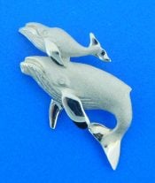 Denny Wong Humpback Mother & Baby Whale Pendant, Precious Silver