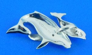 Denny Wong Humpback Mother & Baby Whale Pendant, Precious Silver