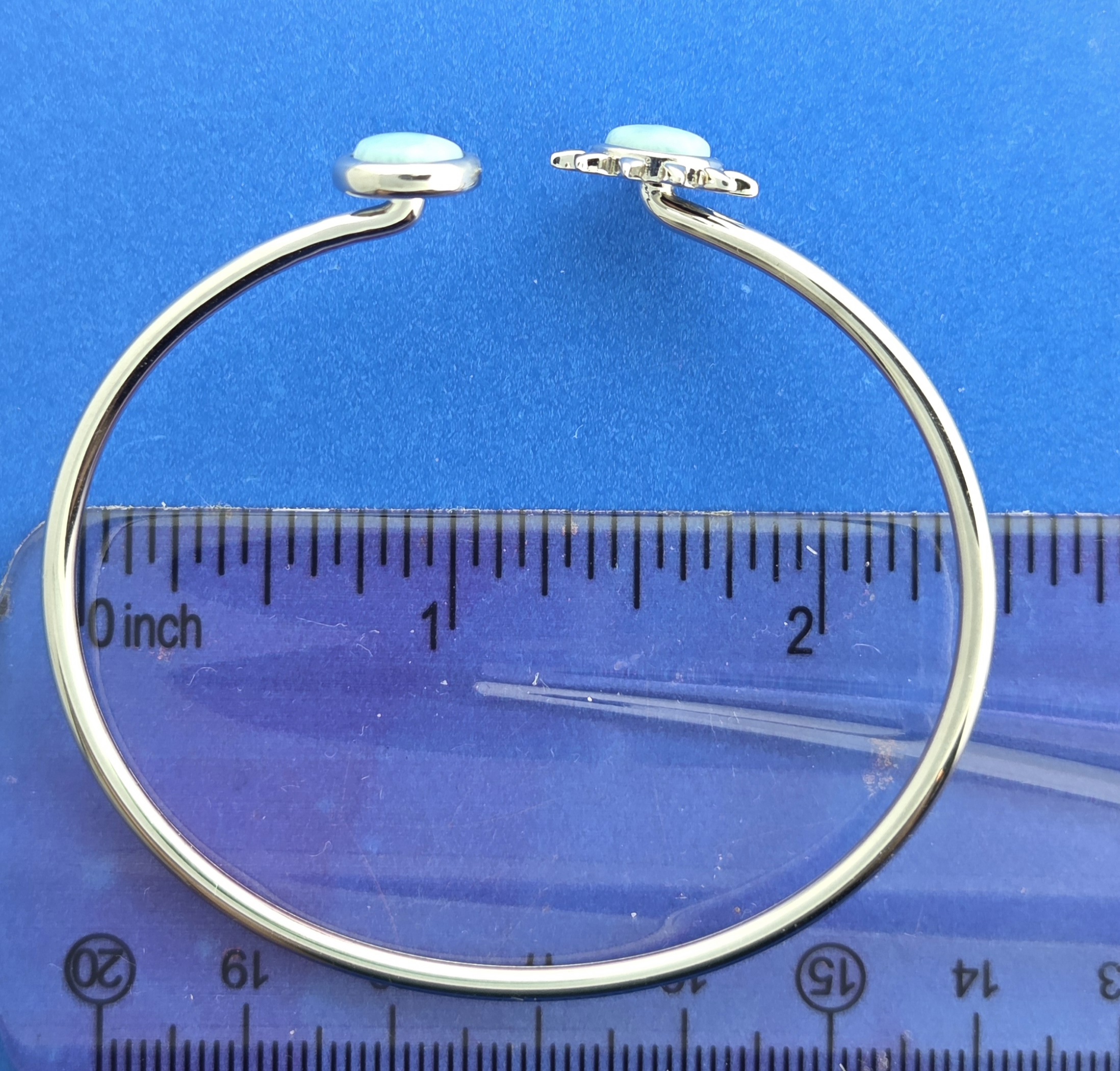 Alamea Sunflower Bangle Bracelet, Sterling Silver & Larimar 7 Alamea Sunflower Bangle Bracelet, Sterling Silver & Larimar - Image 7