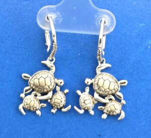 Alamea Sea Turtle Dangle Earrings, Sterling Silver