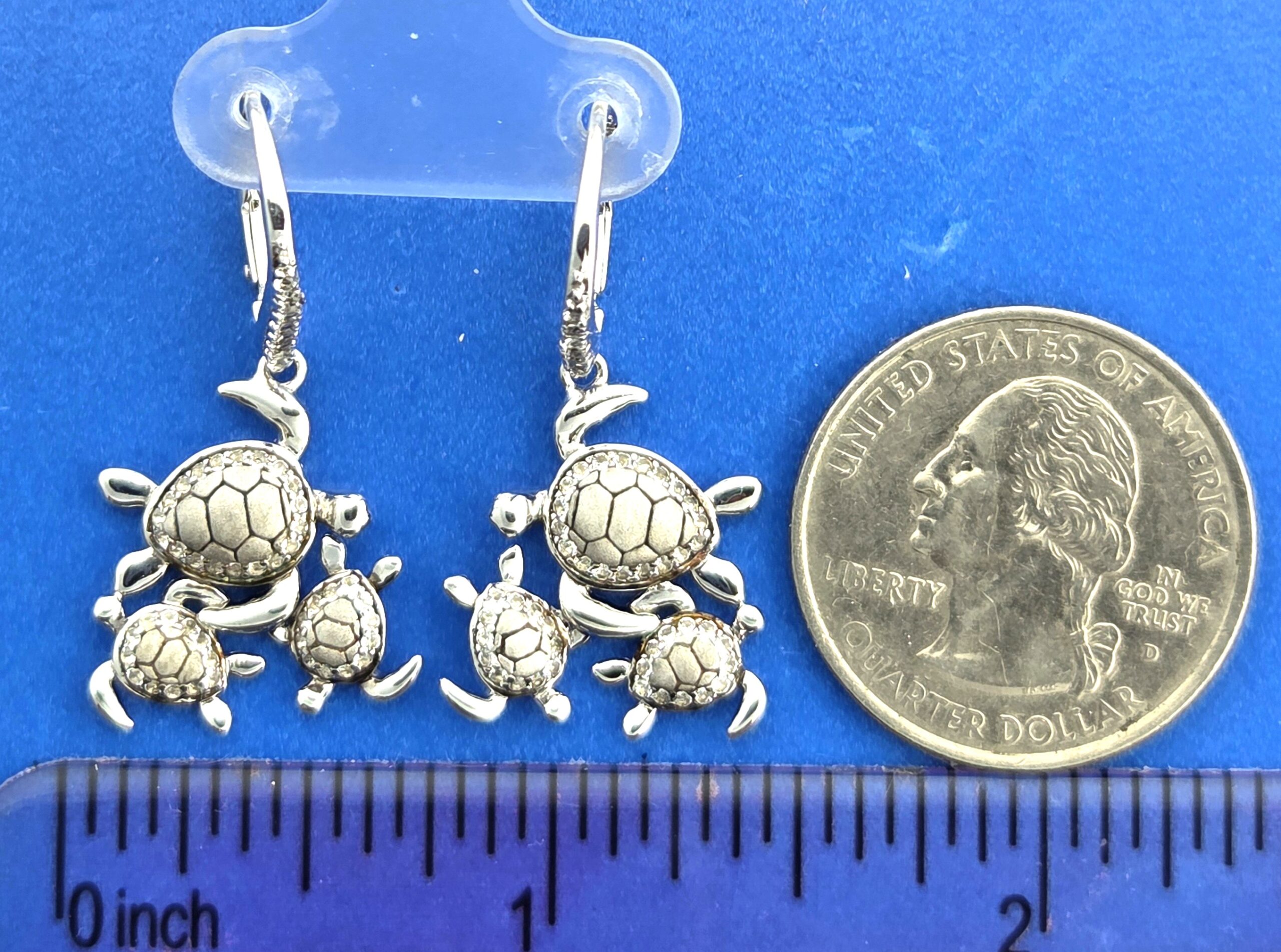 Alamea Sea Turtle Dangle Earrings, Sterling Silver 3 Alamea Sea Turtle Dangle Earrings, Sterling Silver - Image 3