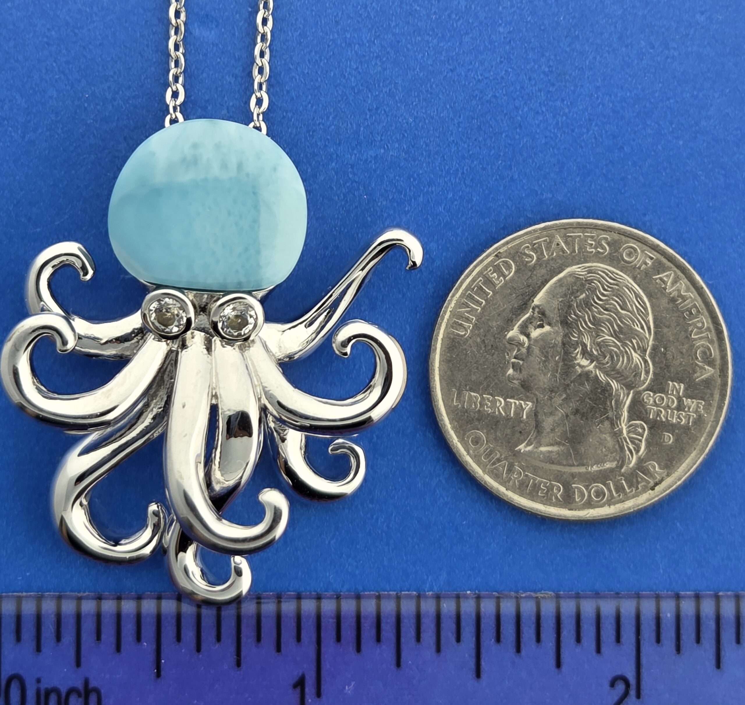 Alamea Octopus Larimar Pendant, Sterling Silver 4 Alamea Octopus Larimar Pendant, Sterling Silver - Image 4