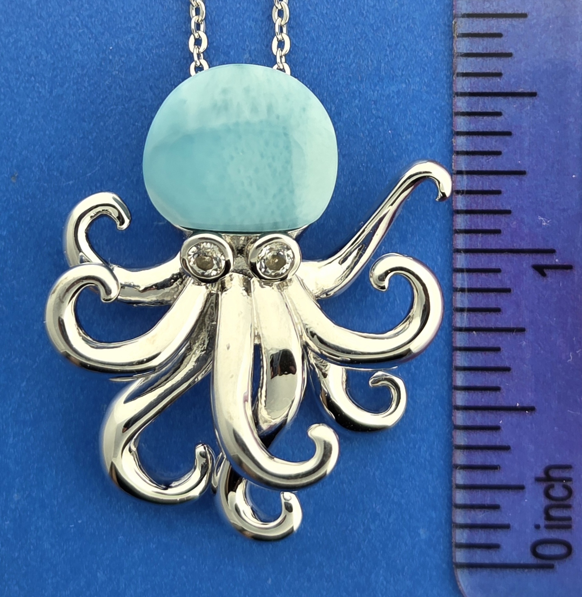 Alamea Octopus Larimar Pendant, Sterling Silver 5 Alamea Octopus Larimar Pendant, Sterling Silver - Image 5