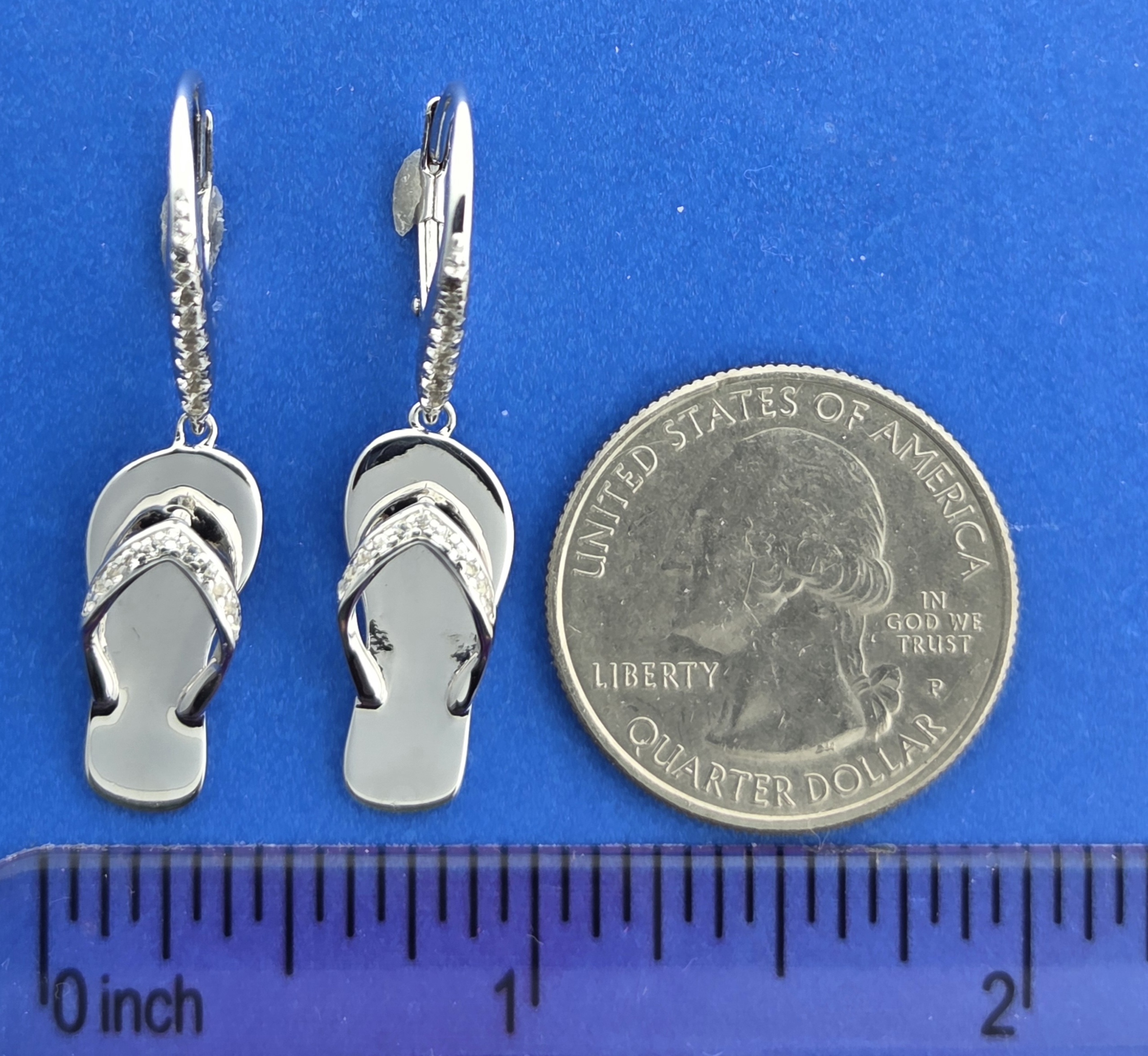 Alamea Flip Flop Earrings, Sterling Silver & Topaz 4 Alamea Flip Flop Earrings, Sterling Silver & Topaz - Image 4