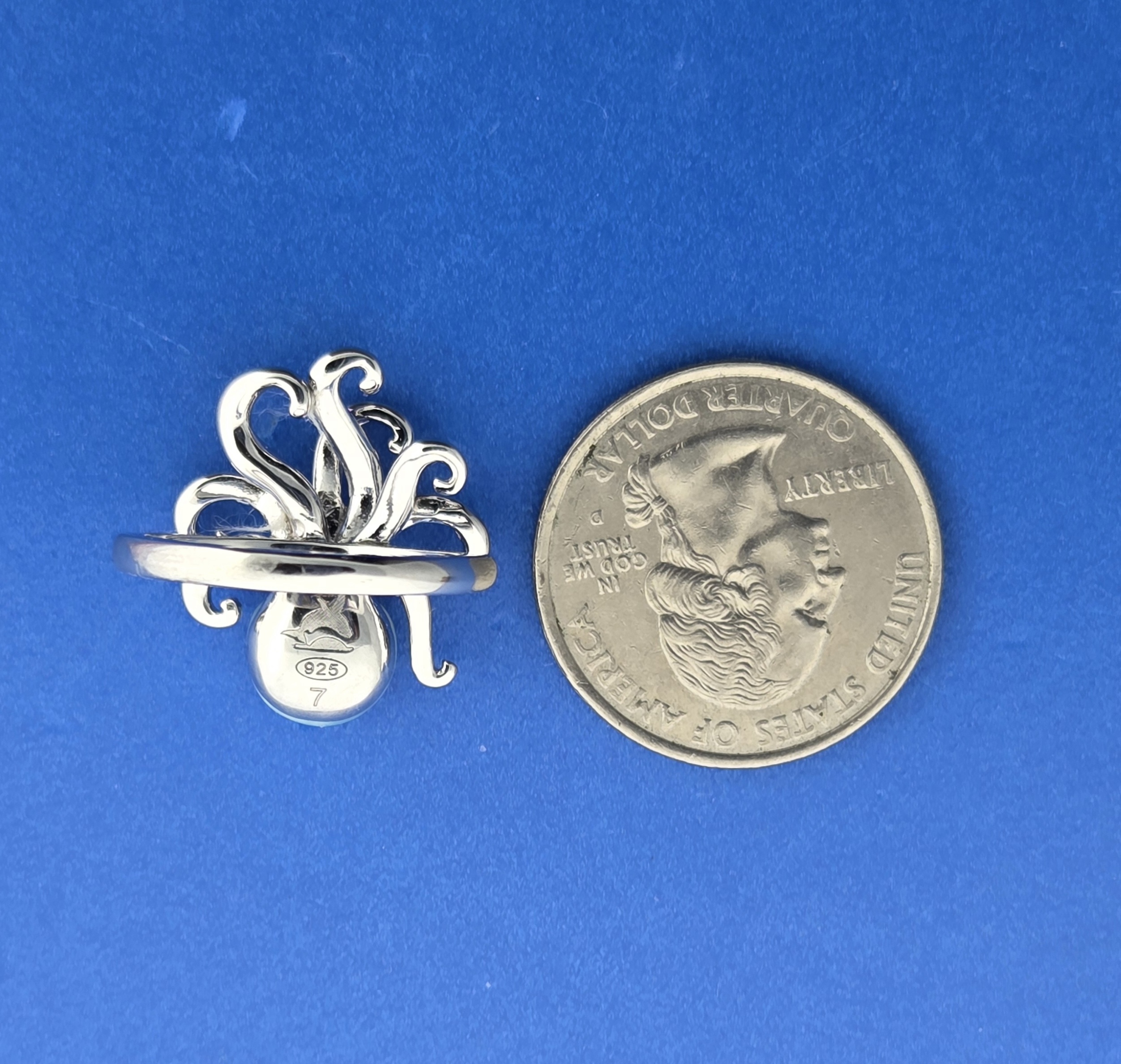 Alamea Octopus Larimar Ring, Sterling Silver 7 Alamea Octopus Larimar Ring, Sterling Silver - Image 7