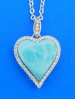 sterling silver larimar heart pendant
