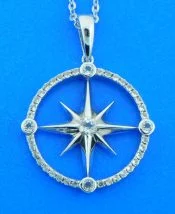 sterling silver compass rose pendant