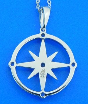 sterling silver compass rose pendant