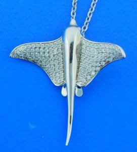 sterling silver sting ray cz pendant