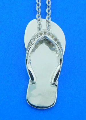 sterling silver flip flop cz pendant