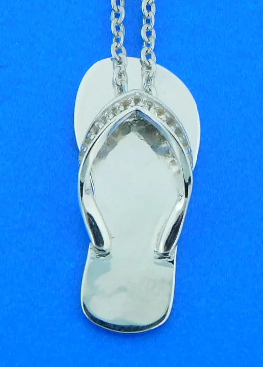 Alamea Flip Flop Pendant, Sterling Silver & Topaz 1 sterling silver flip flop cz pendant
