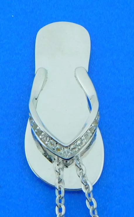 Alamea Flip Flop Pendant, Sterling Silver & Topaz 3 sterling silver flip flop cz pendant