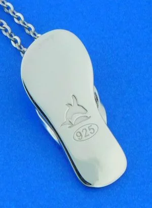 sterling silver flip flop cz pendant