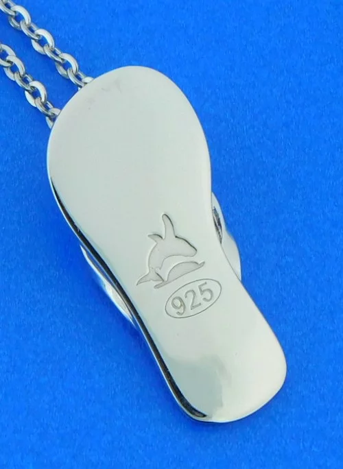Alamea Flip Flop Pendant, Sterling Silver & Topaz 4 sterling silver flip flop cz pendant