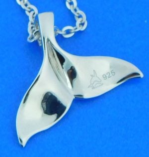 sterling silver whale tail pendant