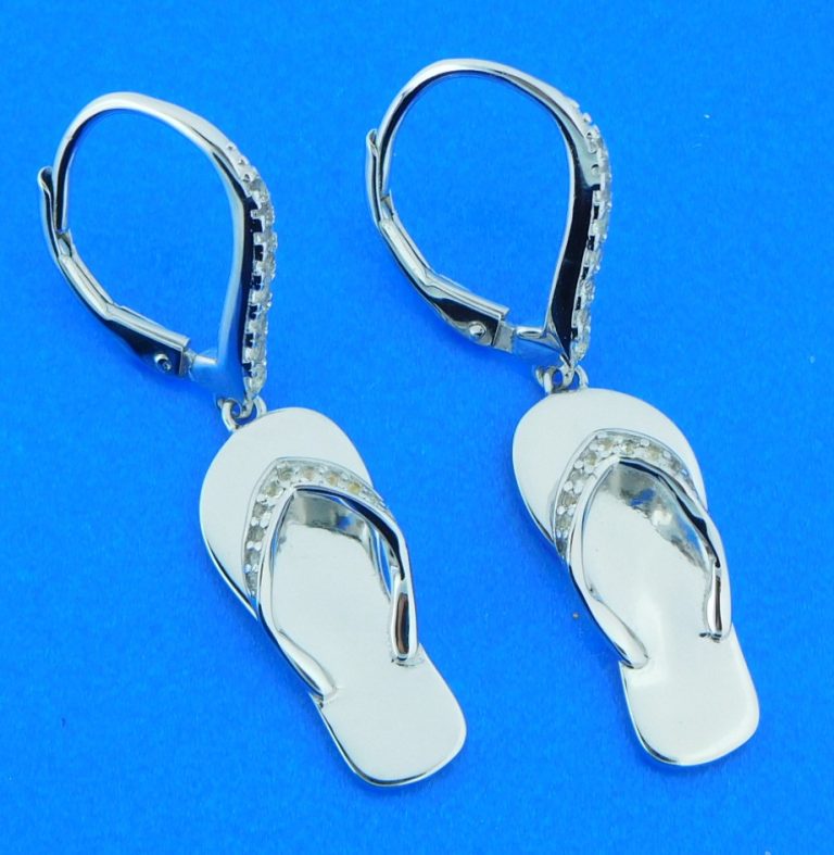 Alamea Flip Flop Earrings, Sterling Silver & Czs | Island Sun Jewelry ...
