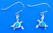 sterling silver sea turtle opal dangle earrings