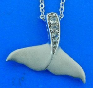 sterling silver whale tail cz pendant