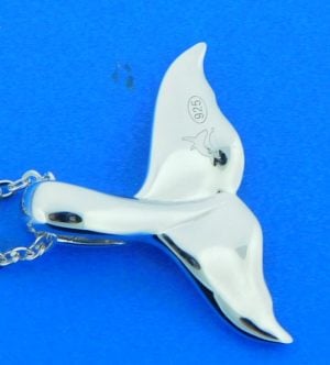 sterling silver whale tail cz pendant