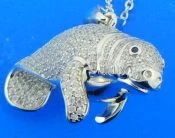 sterling silver manatee pendant pave cz